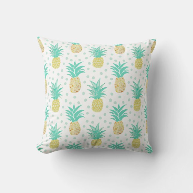 Pineapple Art Turquoise Pattern Pillow Kussen (Voorkant)