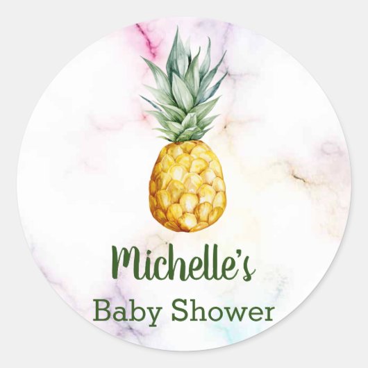 Pineapple Baby shower Favor Bedankt Ronde Sticker (Voorkant)