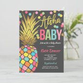 Pineapple Baby shower Invitation Tropical Shower Kaart (Staand voorkant)