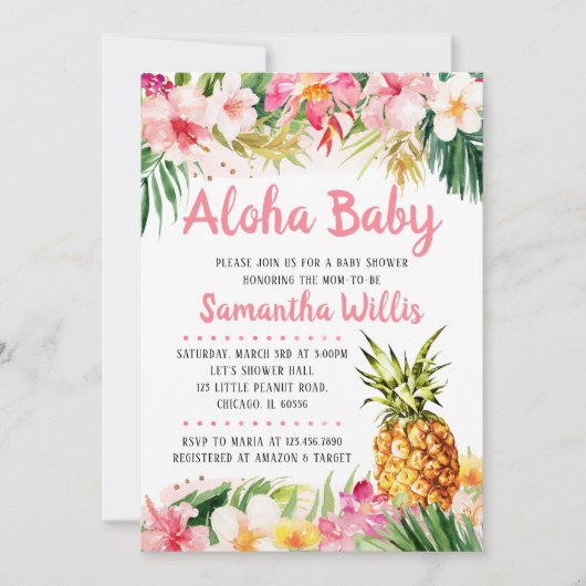 Pineapple Baby Shower Uitnodiging (Voorkant)