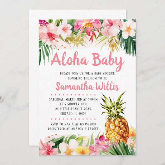 Pineapple Baby Shower Uitnodiging (Voorkant / Achterkant)