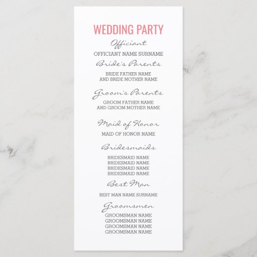 Pineapple Beach huwelijksprogramma's Programmakaart (Achterkant)