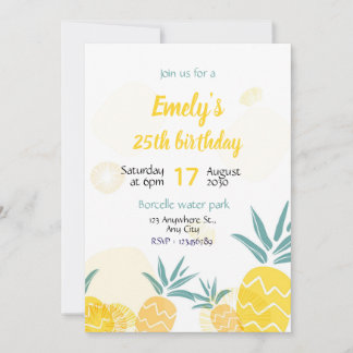Pineapple Birthday invitaton Template bday invite  Kaart