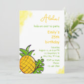 Pineapple birthday party invitation template kaart (Staand voorkant)