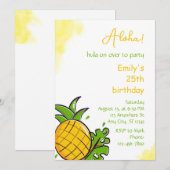 Pineapple birthday party invitation template kaart (Voorkant / Achterkant)