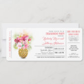 Pineapple Boarding Pass Ticket Verlovingsfeest Kaart (Voorkant)