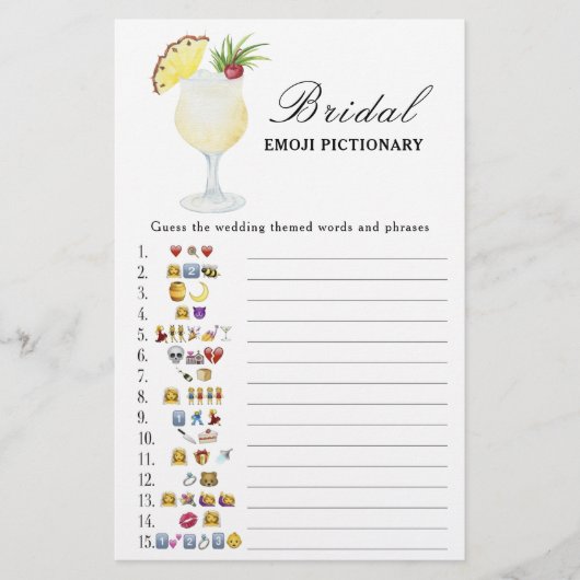 Pineapple Bridal shower Emoji Pictionary game (Voorkant)