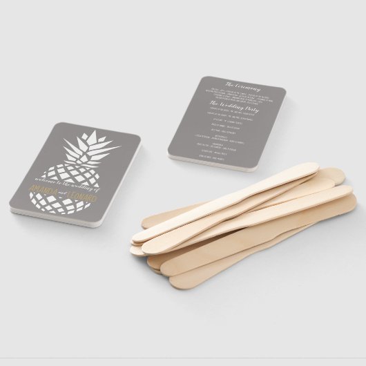 Pineapple bruiloft EDITABLE KLEUR programma fan Handwaaier (Niet-gemonteerd)