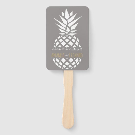 Pineapple bruiloft EDITABLE KLEUR programma fan Handwaaier (Voorkant)