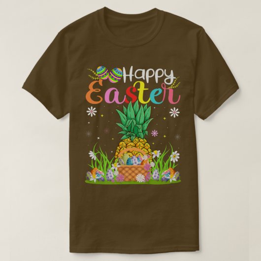 Pineapple Bunny Egg Hunting Funny Pineapple Happy T-shirt (Design voorkant)