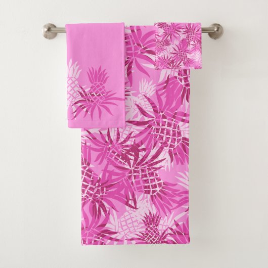 Pineapple Camo Hawaiian Tropisch Coördinaat - Roze Bad Handdoek (Insitu)
