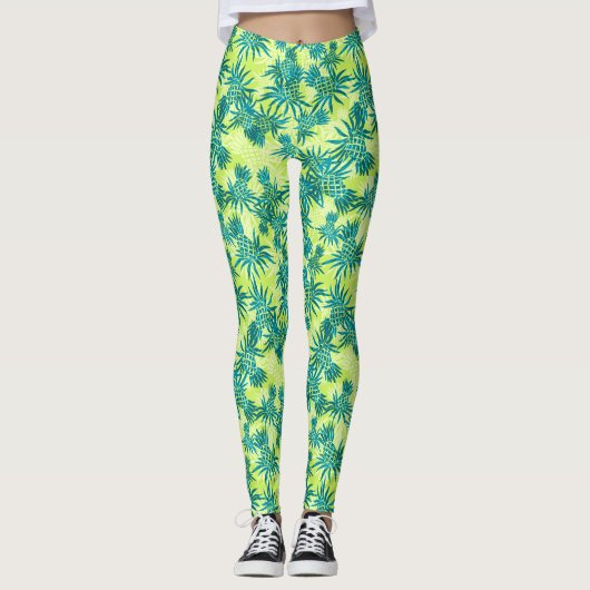 Pineapple Camo Hawaiian Tropisch Leggings (Voorkant)