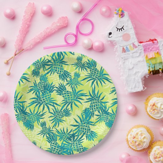 Pineapple Camo Hawaiian Tropisch Papieren Bordje (Feest)