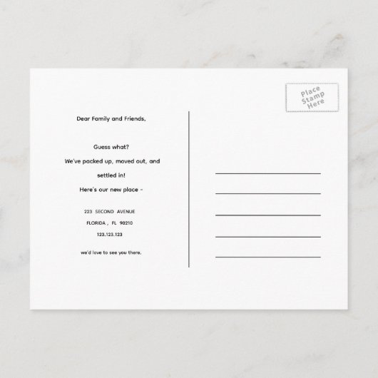 Pineapple Change of Address Briefkaart | tropisch (Achterkant)