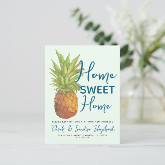 Pineapple Change of Address Briefkaart | tropisch (Staand voorkant)
