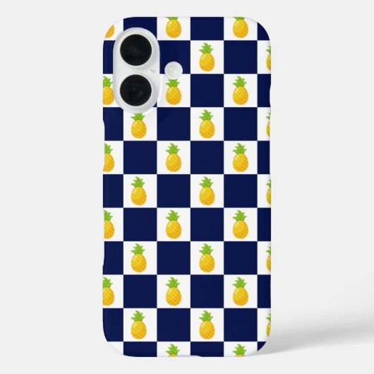 Pineapple Checkered iPhone 16 hoesje (Achterkant)