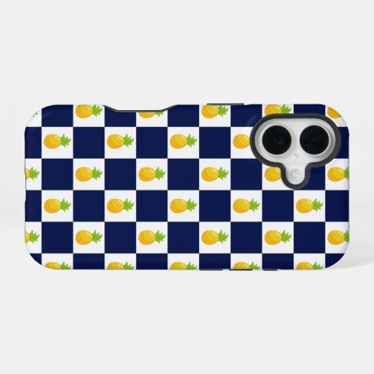 Pineapple Checkered iPhone Case iPhone 16 Hoesje (Achterkant horizontaal)