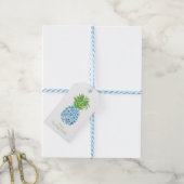 Pineapple Chinoiserie Blue White, gepersonaliseerd Cadeaulabel (Met Touw)