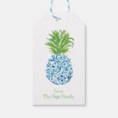 Pineapple Chinoiserie Blue White, gepersonaliseerd Cadeaulabel (Voorkant)