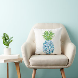 Pineapple Chinoiserie Blue White Preppy Kussen