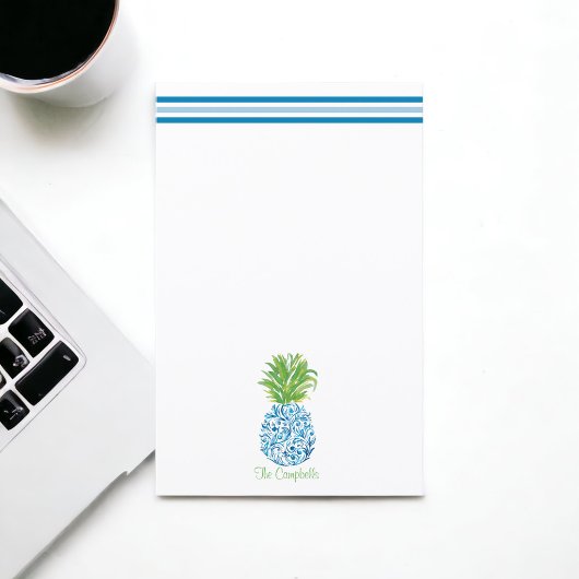 Pineapple Chinoiserie Blue White Preppy Name
