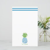 Pineapple Chinoiserie Blue White Preppy Name (Staand voorkant)