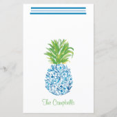 Pineapple Chinoiserie Blue White Preppy Name (Achterkant)