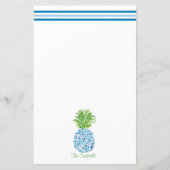 Pineapple Chinoiserie Blue White Preppy Name (Voorkant)