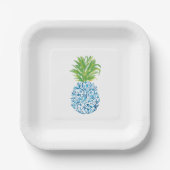 Pineapple Chinoiserie Blue White Preppy Papieren Bordje (Voorkant)