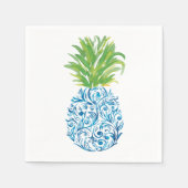 Pineapple Chinoiserie Blue White Preppy Servet (Voorkant)