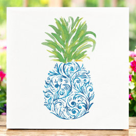Pineapple Chinoiserie Blue White Preppy Servet