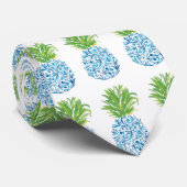Pineapple Chinoiserie Blue White Preppy Stropdas (Opgerold)