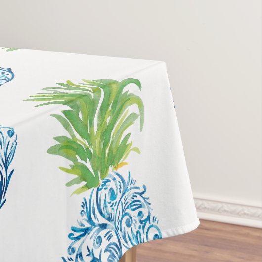 Pineapple Chinoiserie Blue White Preppy Tafelkleed (Voorbeeld)