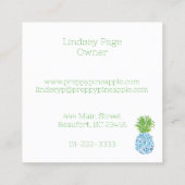 Pineapple Chinoiserie Blue White Preppy Vierkante Visitekaartje (Achterkant)