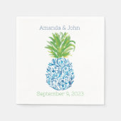 Pineapple Chinoiserie Blue White Preppy Wedding Servet (Voorkant)
