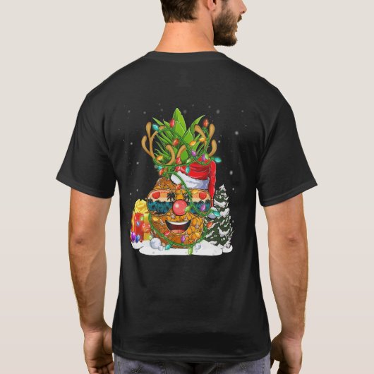 Pineapple Christmas Tree Lights Xmas T-shirt (Achterkant)
