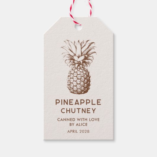 Pineapple chutney zelfgemaakte conserven cadeaulabel (Voorkant)