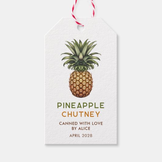 Pineapple chutney zelfgemaakte conserven cadeaulabel (Voorkant)