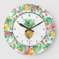 PineApple & Colorful Tropical Flowers Patroon