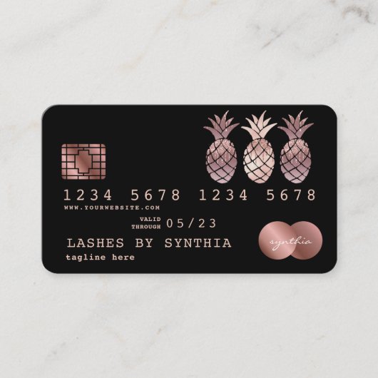 Pineapple Credit Kaart Styled Dripping Gold Visitekaartje (Voorkant)