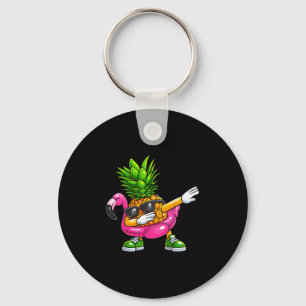 Pineapple Dabbing Flamingo Aloha Hawaï Tropisch V Sleutelhanger