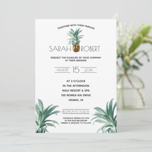 Pineapple Delight Wedding Kaart (Staand voorkant)