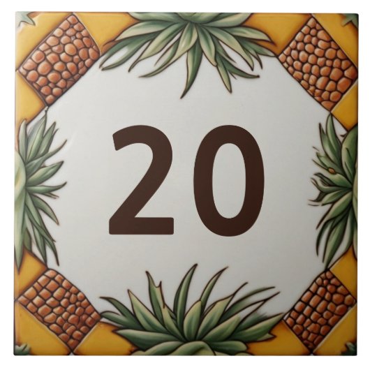 Pineapple Desert Plant Huis Nummer Teken Plaque Tegeltje (Voorkant)