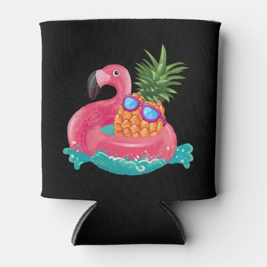 Pineapple Flamingo Cute Funny Tropical Fruit Blikjeskoeler (Voorkant)
