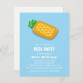 Pineapple Float Summer Birthday Party Uitnodiginge Kaart (Voorkant / Achterkant)