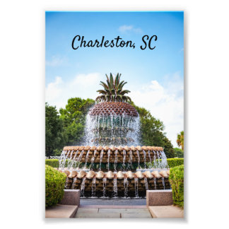 Pineapple Fountain in Charleston, SC Foto Afdruk