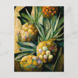 Pineapple fruit in abstract modern painting. briefkaart
