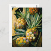 Pineapple fruit in abstract modern painting. briefkaart (Voorkant / Achterkant)