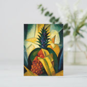 Pineapple fruit in abstract modern painting.  briefkaart (Staand voorkant)
