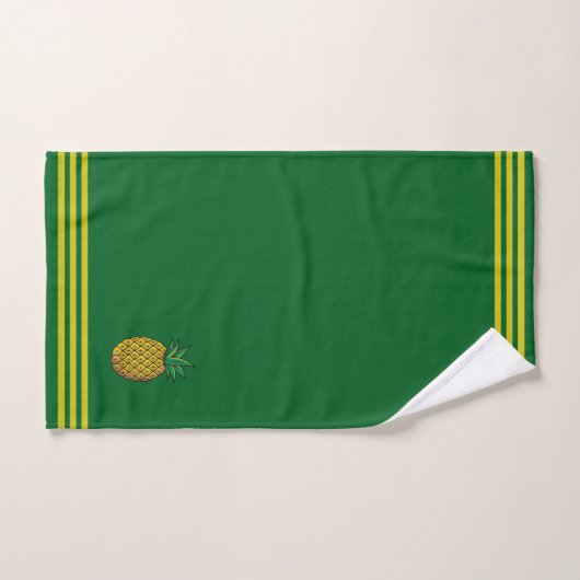 Pineapple Fruit, Three Stripes on Forest Green Bad Handdoek (Handdoek)
